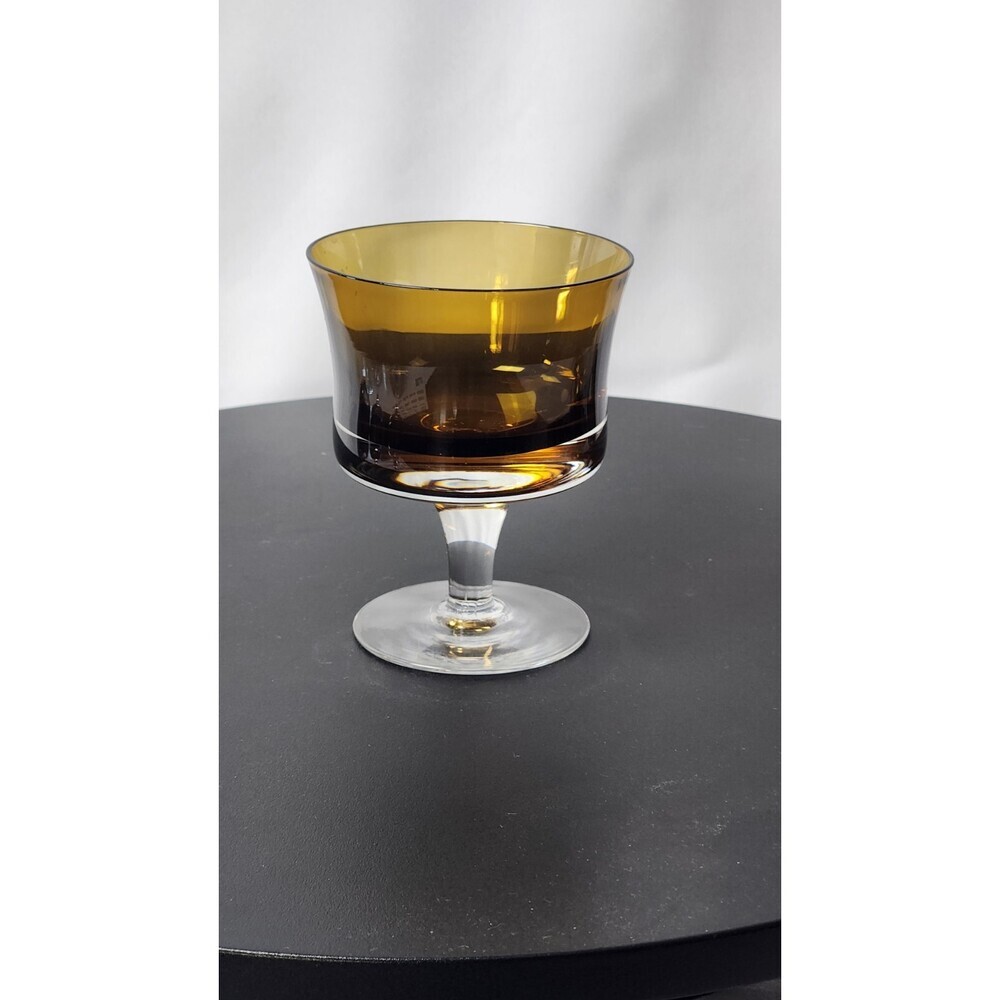 Lot of 9 Vintage Brown Drinkware Dessert Water Wine Goblet Glasses
